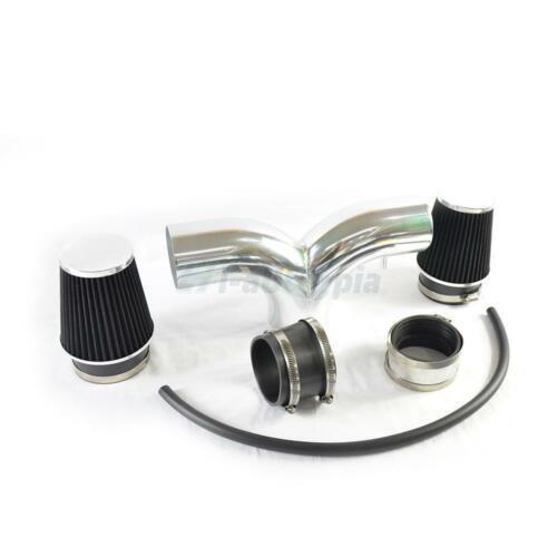 BLUE 99-04 Grand Cherokee 4.7 V8 Dual Twin Air Intake Induction Kit Filter 3.5