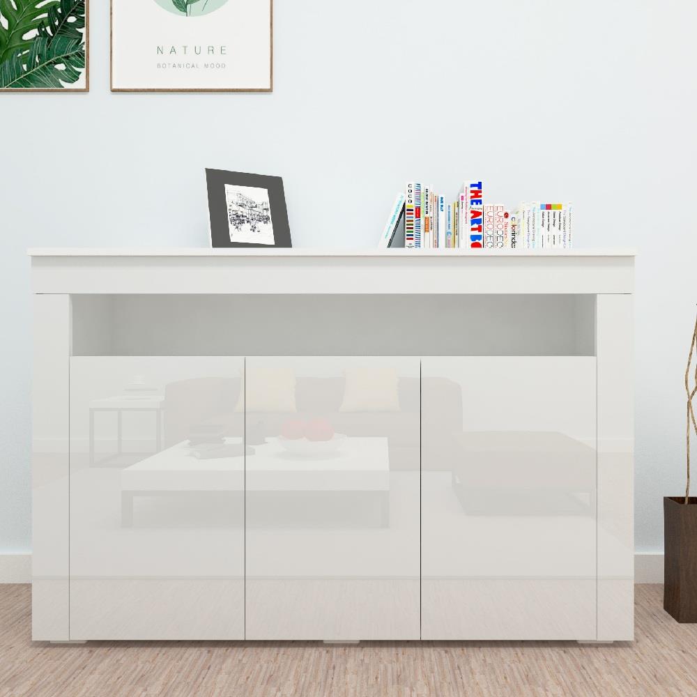 Details About 3 Doors Shelf Led Sideboard Storage Cabinet Cupboard Living Room 130cm