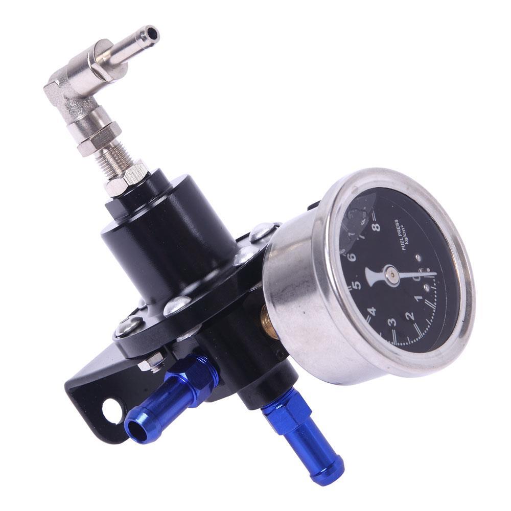 ALUMINUM 160 PSI ADJUSTABLE 11 FUEL PRESSURE REGULATOR+kPa OIL GAUGE KIT BLACK eBay