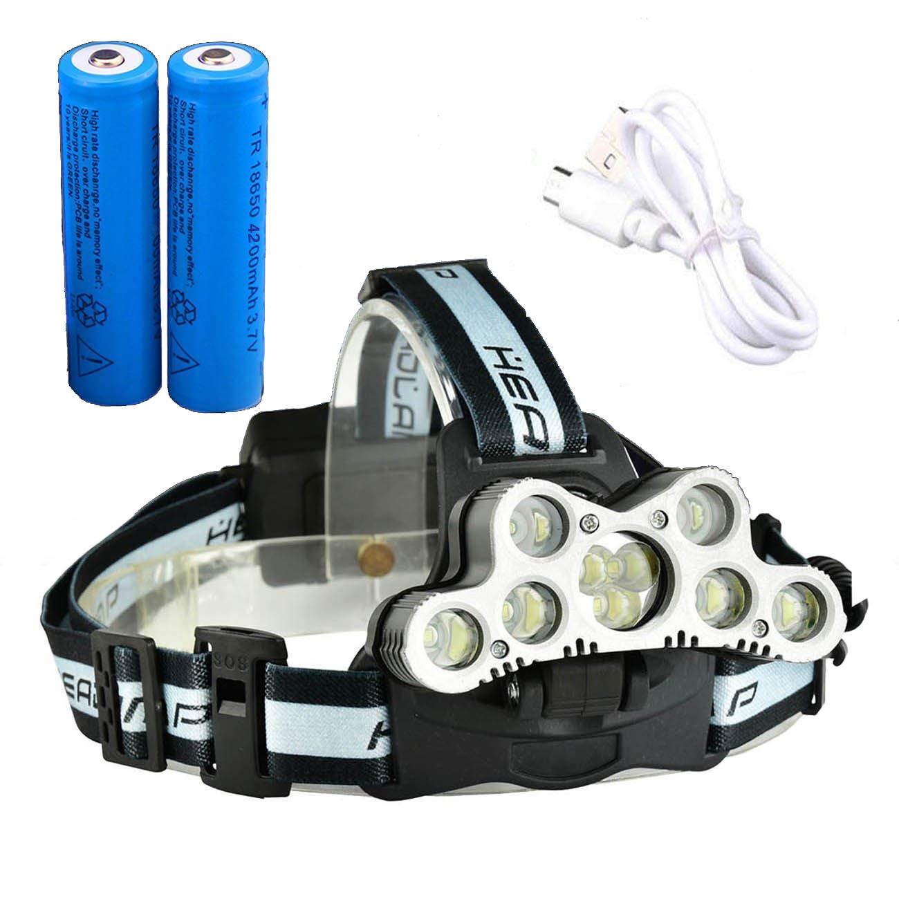 Chargeur 10PCS 5000 LM DEL Lampe Frontale Torche Tête avec 2x18650 Batterie