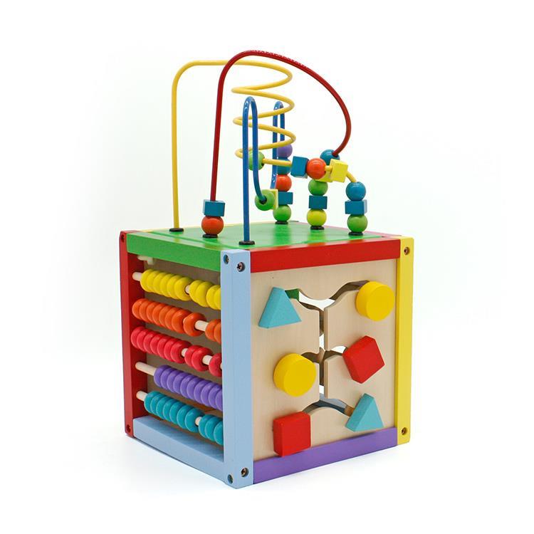 Wooden Activity Cube Bead Maze Kids Baby Preschool Educational Center Play Toy