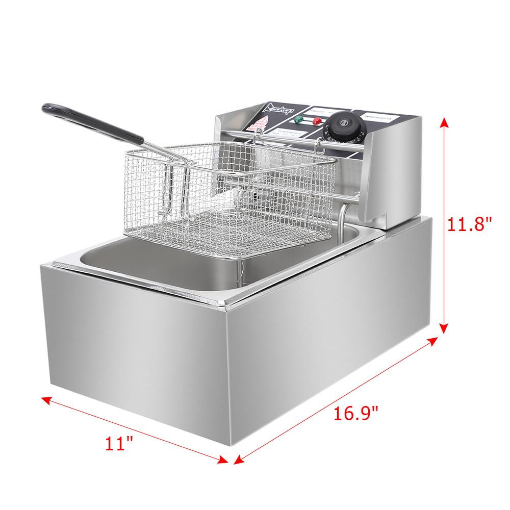 2.5KW//5KW Electric Deep Fat Fryer Stainless Steel Healthy Food Frying 16A Plug