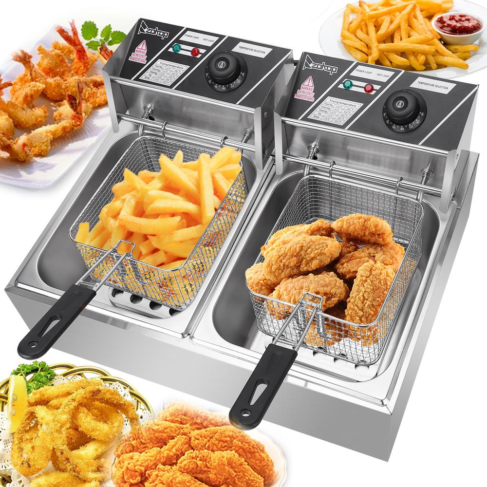 5000W Electric Deep Fryer Dual Tank Commercial Restaurant 12L