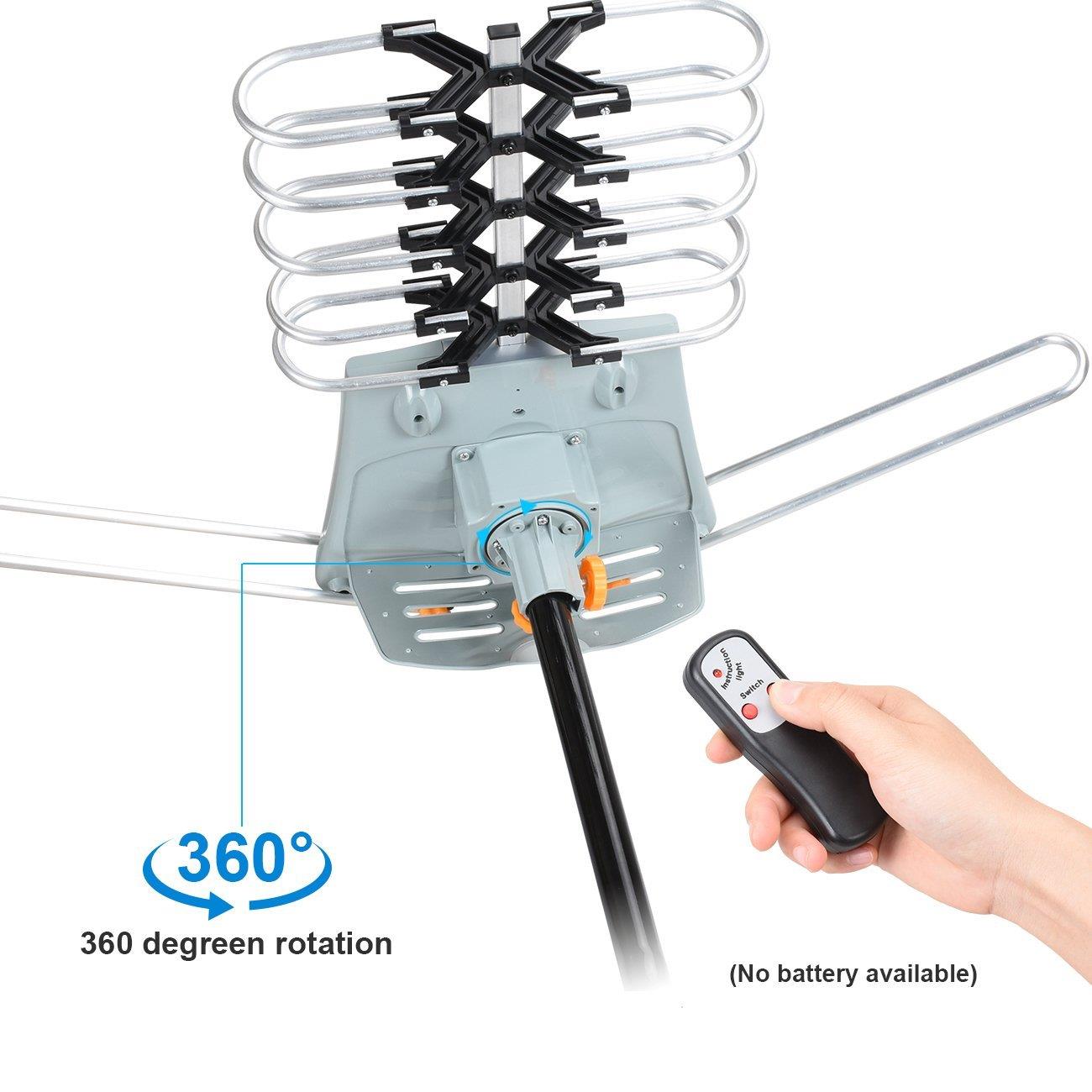 150Mile HDTV 1080P Outdoor Amplified Digital TV Antenna 360° Rotor 36dB