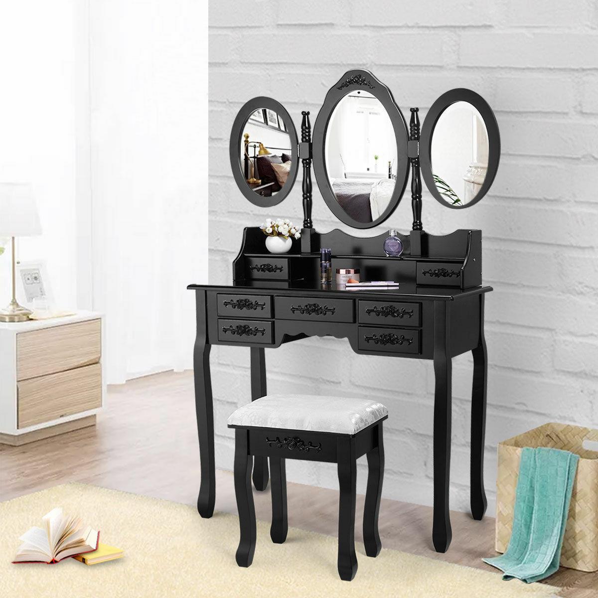Black corner dressing table large vanity unit modern dresser. usd