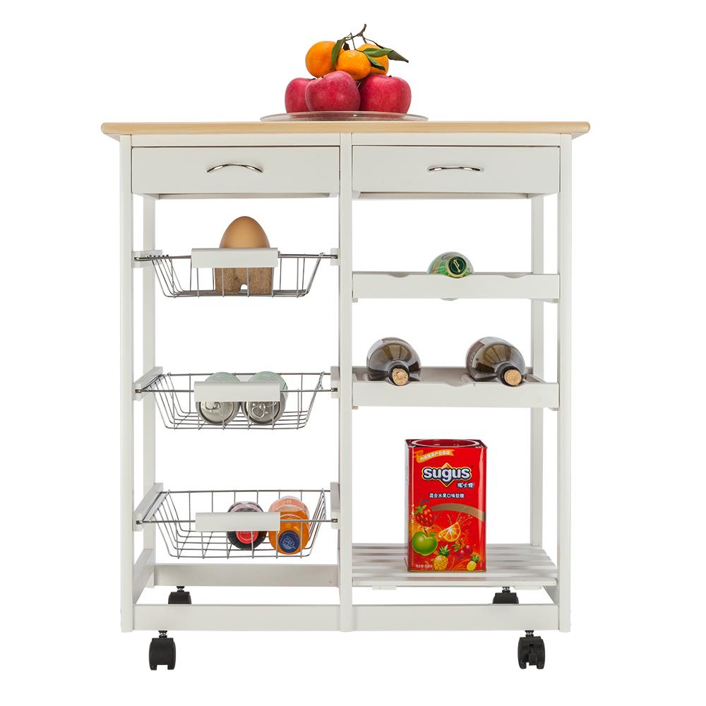 Rolling Kitchen Island Trolley Cart Storage Shelf Drawers Basket