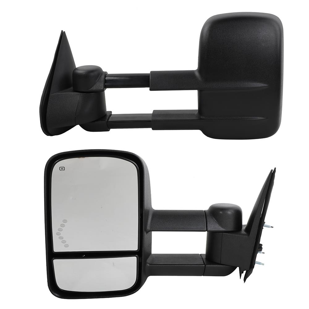 Smoke Power Heated LED Signals ARROW Towing Mirrors For 14-17 Silverado Sierra