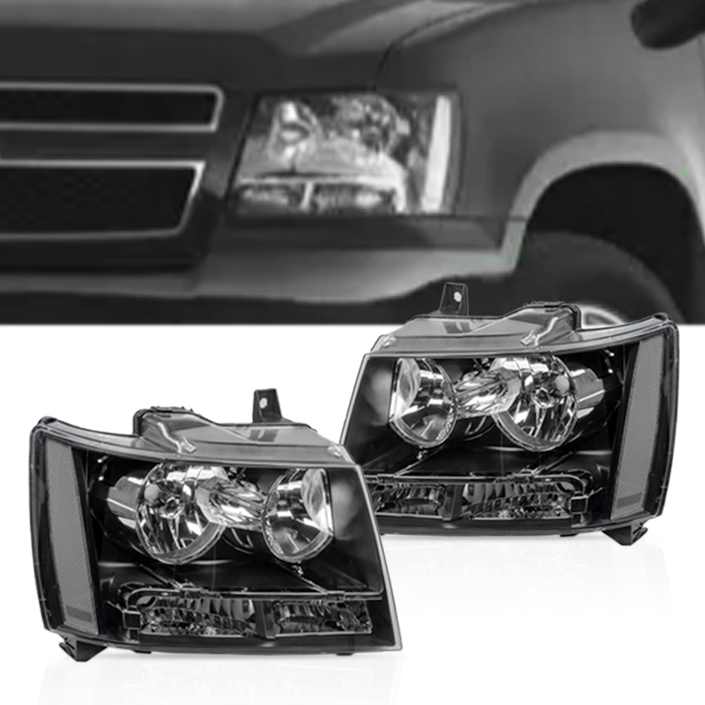 Ubmotor Chrome Housing Clear Corner Headlights For 2007-2014 Chevy Tahoe Suburban – Halogen, OE Style