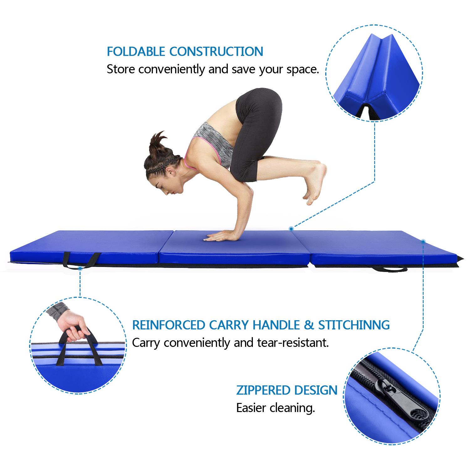 6'x2'x2" Folding Mat Thick Foam Fitness Exercise Gymnastics Panel Gym Workout 13 6'x2'x2" Folding Mat Thick Foam Fitness Exercise Gymnastics Panel Gym Workout 13