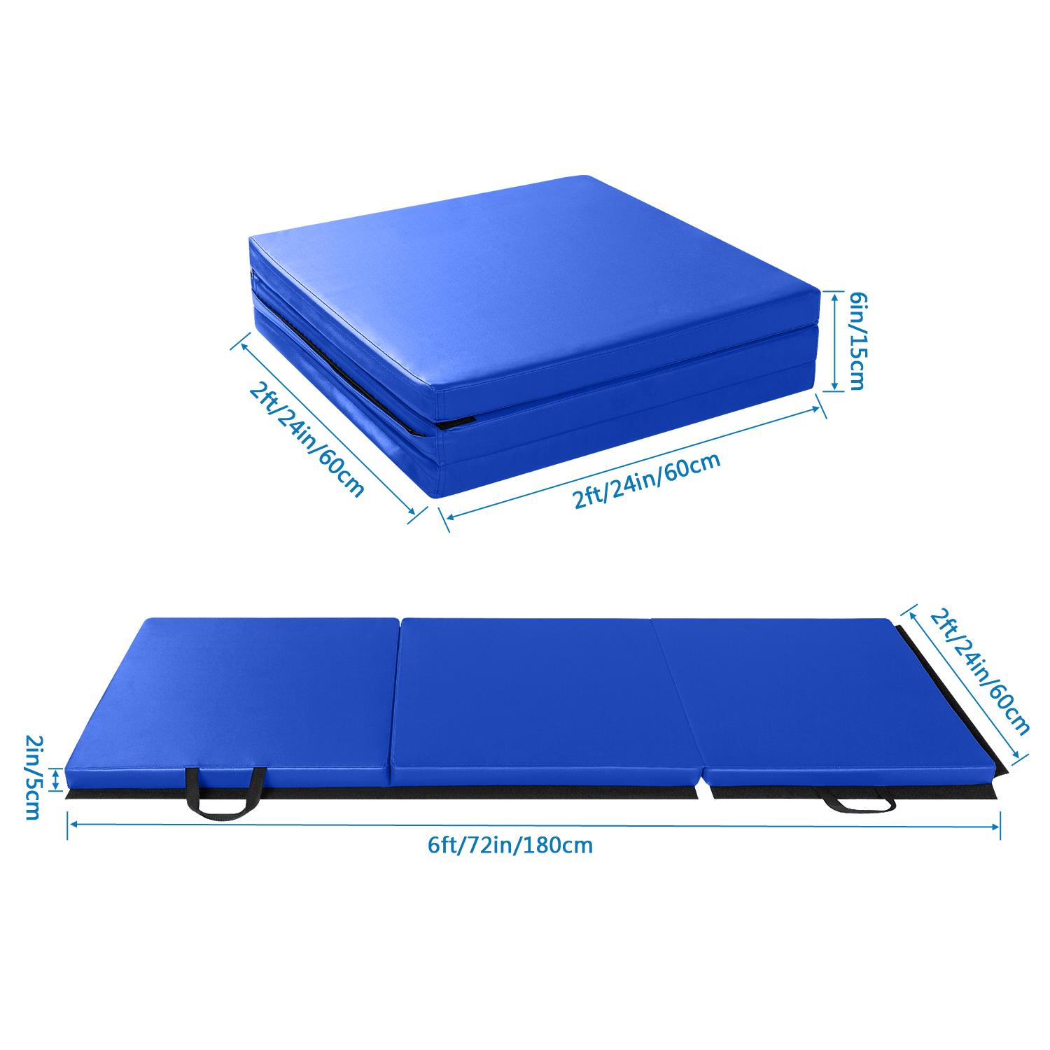 6'x2'x2" Folding Mat Thick Foam Fitness Exercise Gymnastics Panel Gym Workout 7 6'x2'x2" Folding Mat Thick Foam Fitness Exercise Gymnastics Panel Gym Workout 7