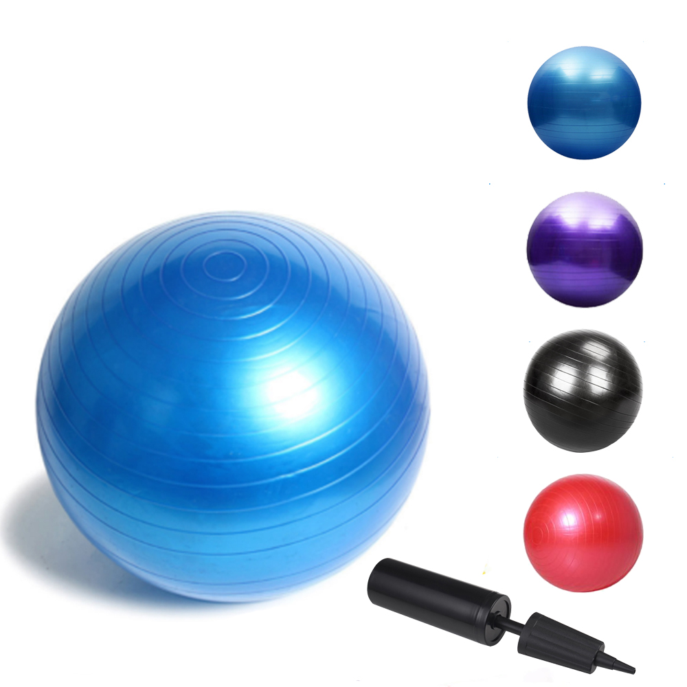 Yoga Ball Silver 65cm 25/" Fitness Exercise Gymnastic Pilates Balance w// Air Pump