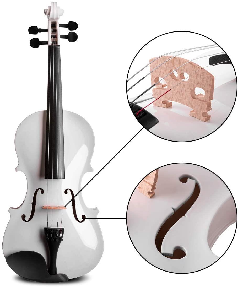 New 4/4 Full Size White Color Acoustic Violin Fiddle + Case