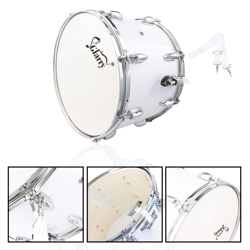 New 14 x10 Inch Marching Snare Drum Drumstick Percussion White
