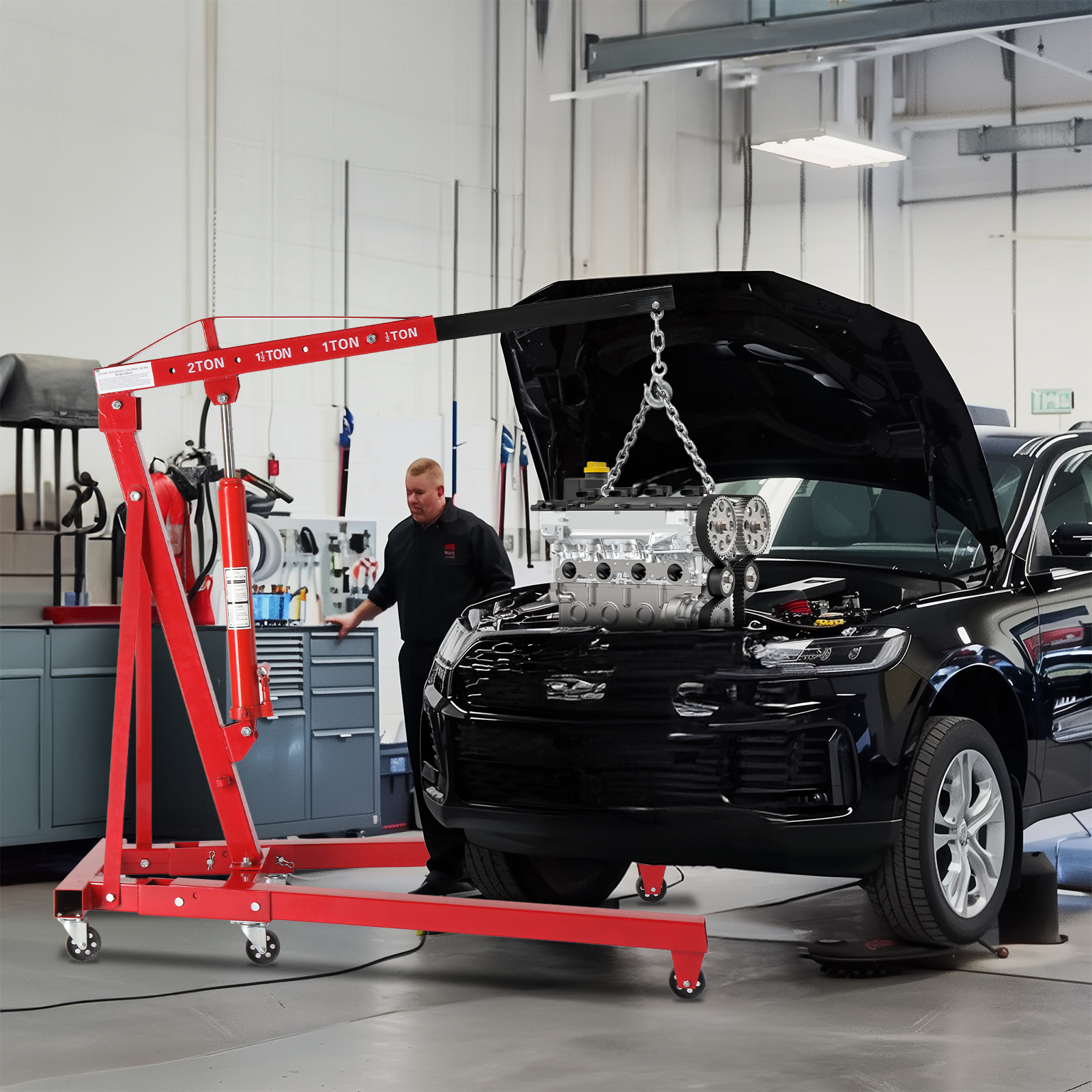 2 Ton Folding Engine Hoist Cherry Picker Shop Crane Hoist