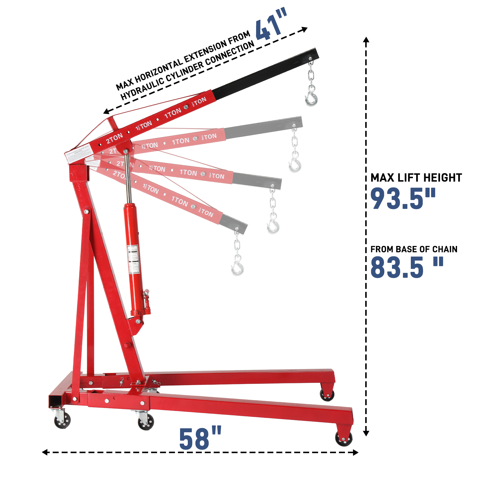 ABBASALI 2 Ton Engine Hoist Stand Cherry Picker Ship Crane Folding Lift Garage Workshop Auto Repair Foldable Stand Red - View #9