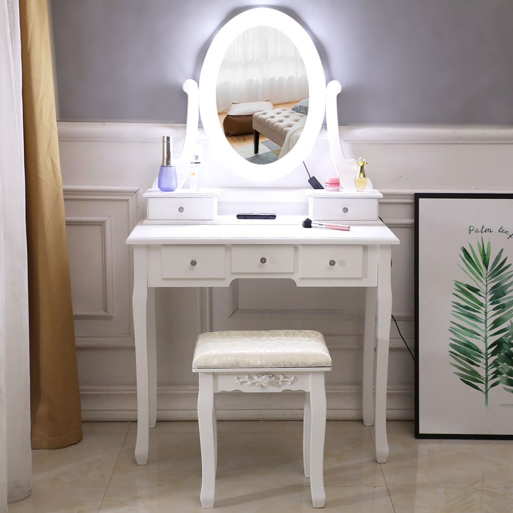 makeup table with mirror