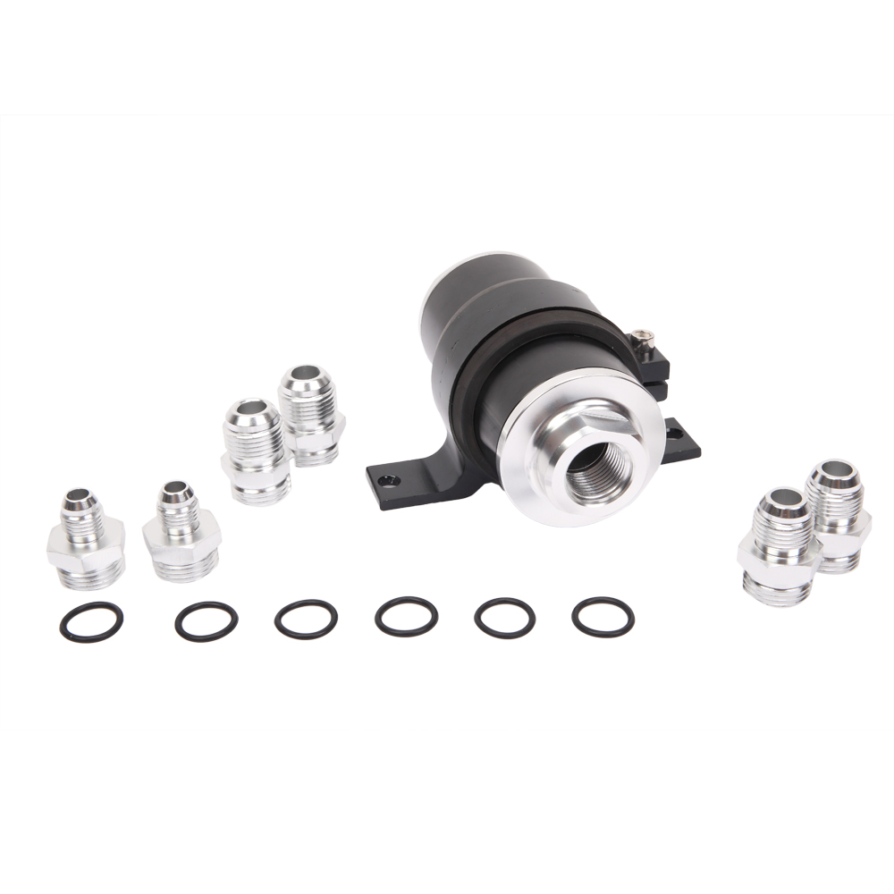 30 MICRON BILLET ALUMINUM INLINE FUEL/PETROL FILTER BRACKET AN6/AN8