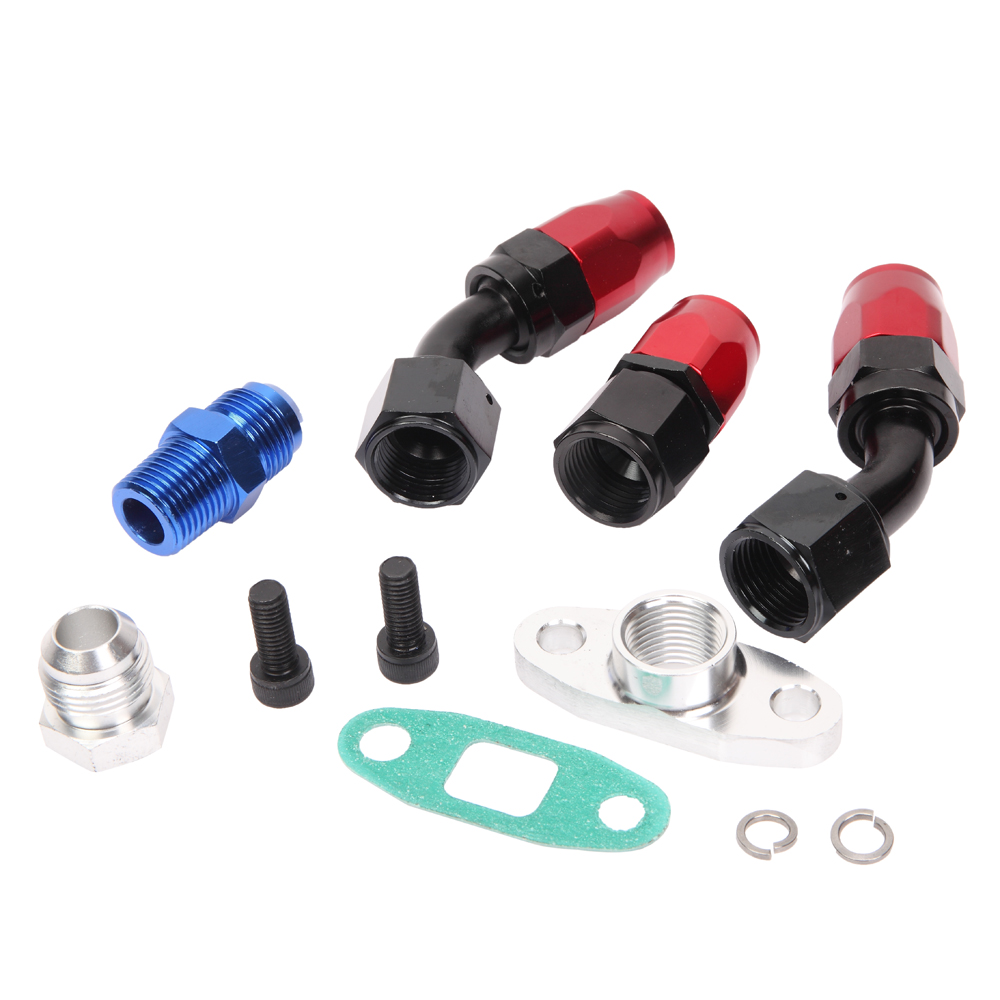 Kit Linea Di Ritorno Olio Turbo 10AN In Acciaio Intrecciato – Per T3/T4 GT45 T04, Con Adattatore E Piastra Saldabile