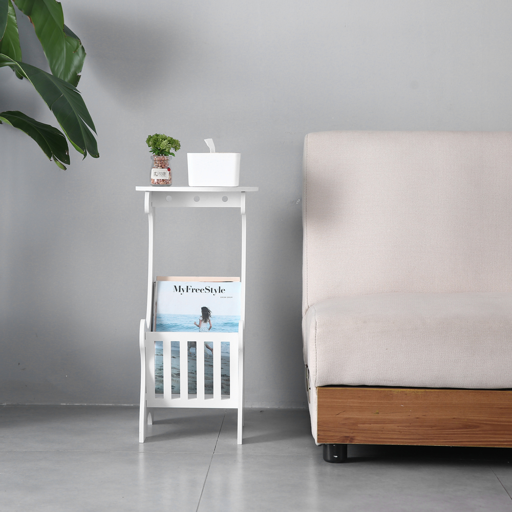 Wood Round End Side Accent Coffee Table Tv Lap Living Room W Magazine White Us 696552262722 Ebay