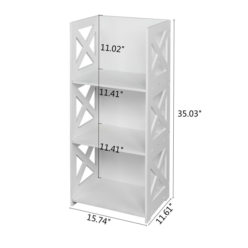 3//4 Tier Lattice Cut-Out Wooden Bookcase Commodity Shelf Home Storage Organizer