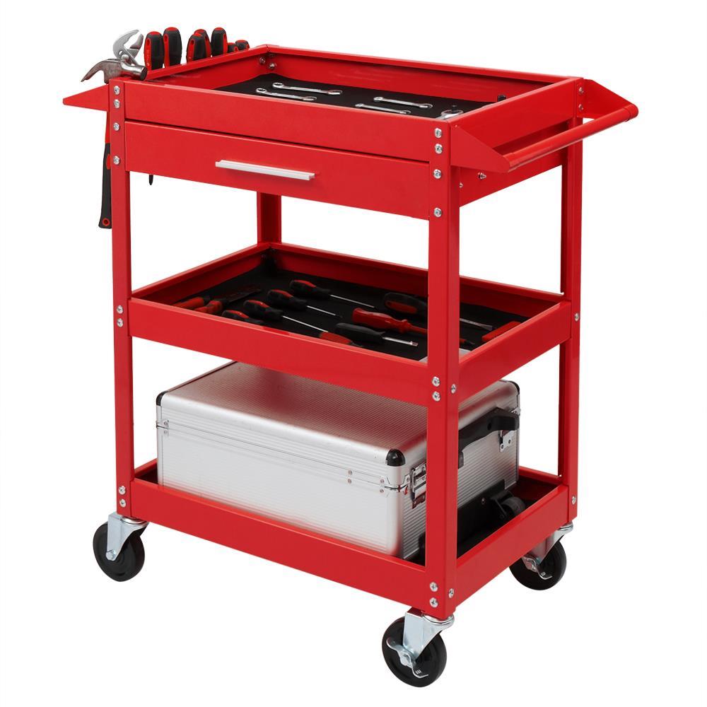 Three Trays Rolling Tool Cart With Wheels Drawer Tool Storage Box