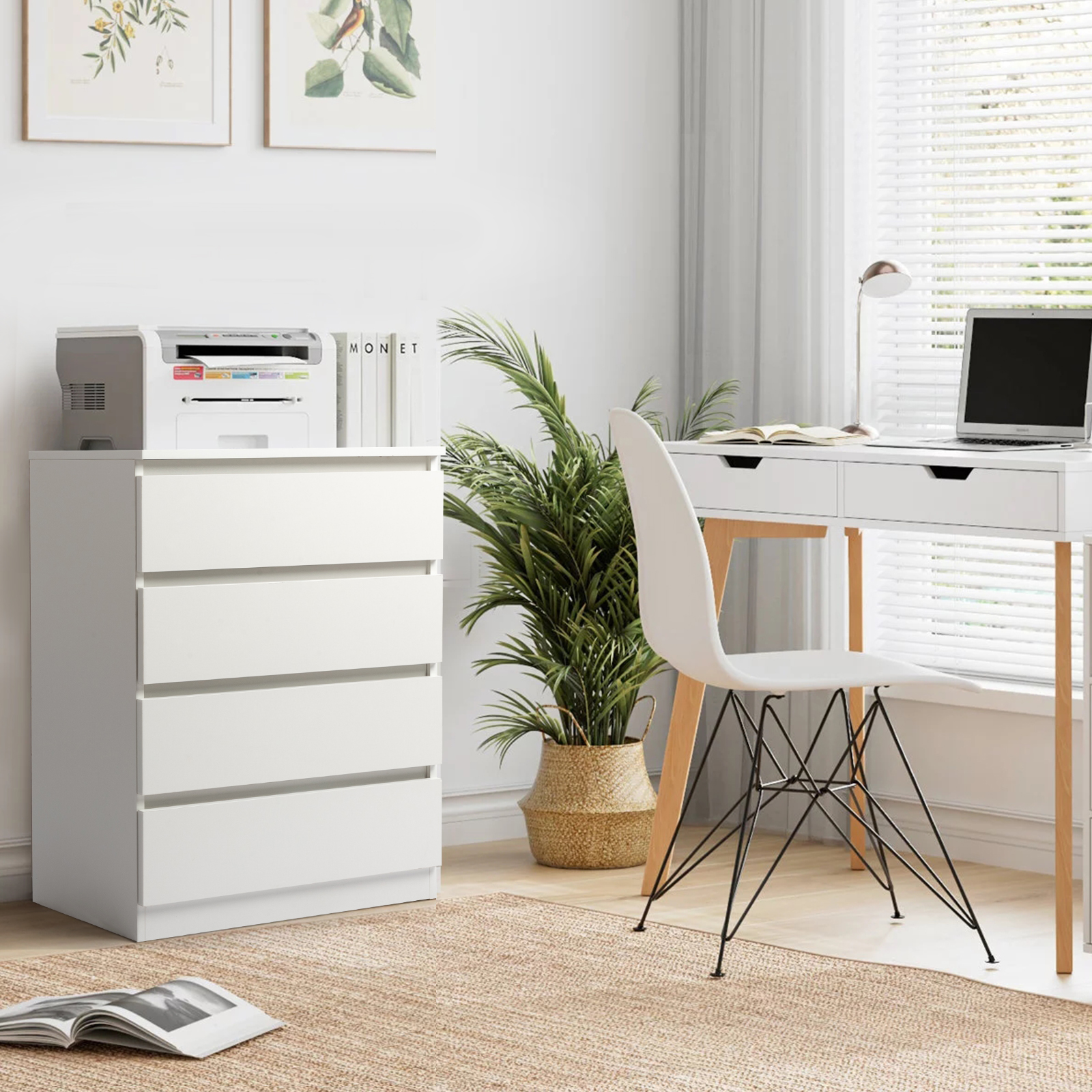 modern white tall dresser Tate Boy 5 drawers equipped with premium metal glides Homfa 5 Drawer White Bedroom