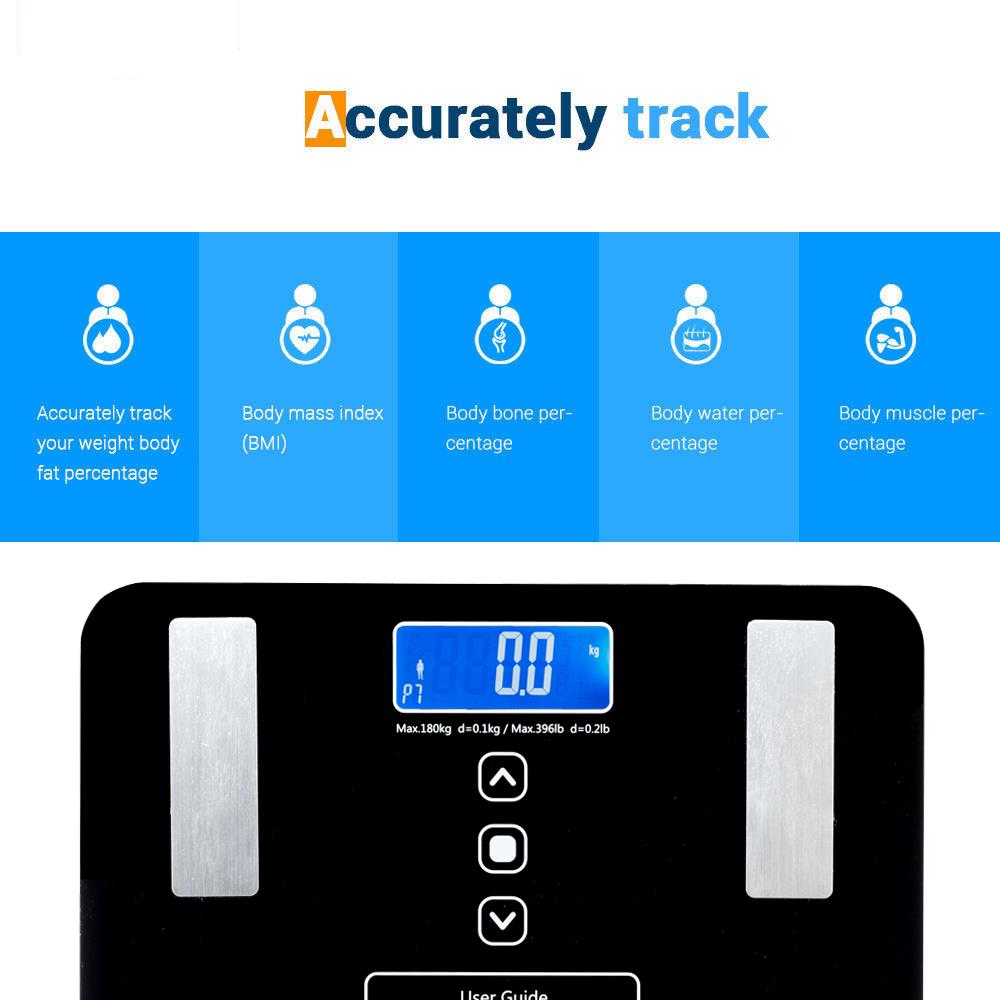 LEADZM Electronic Bathroom Scale Toughened Glass Body Weights Scales 180kg