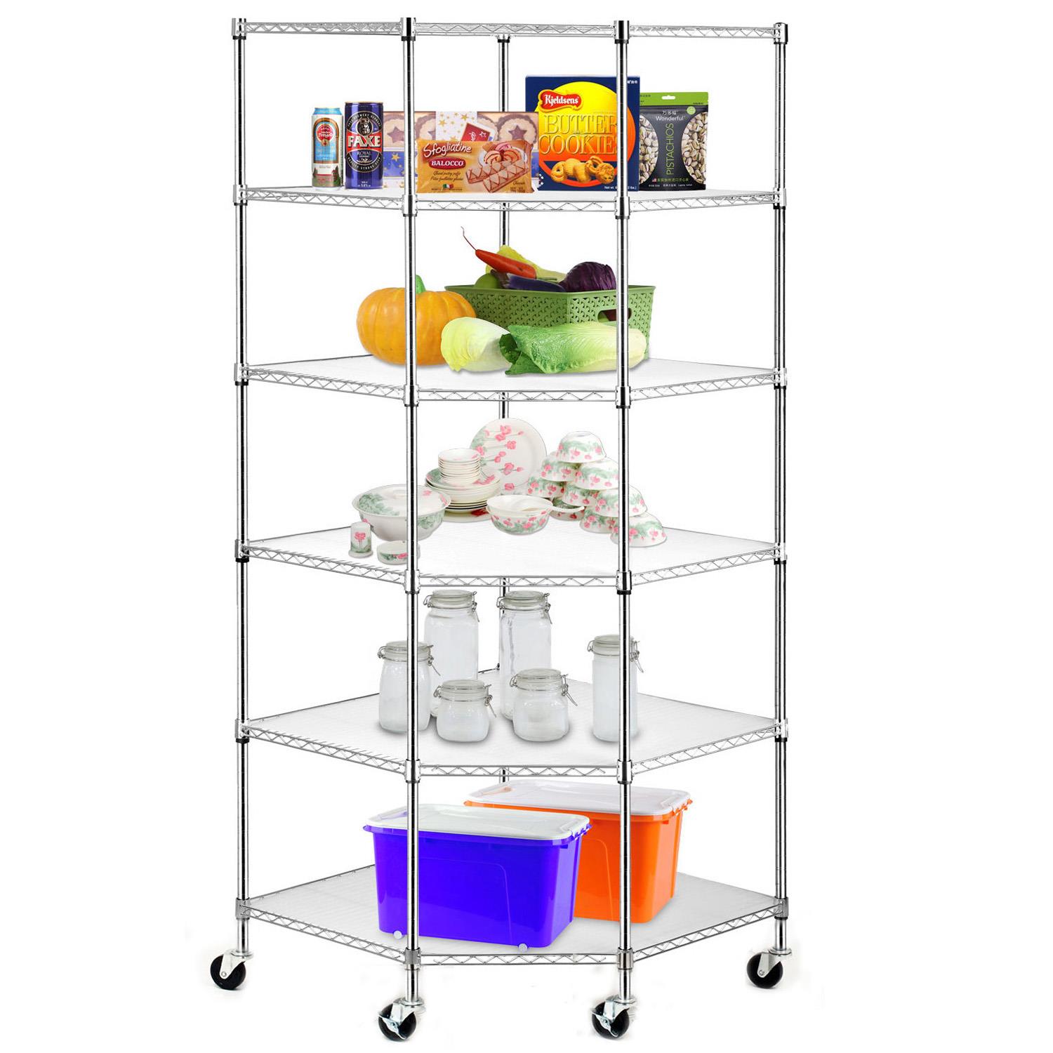 High Quality Wire Steel 6Tier Corner Shelf Garage Storage Shelving