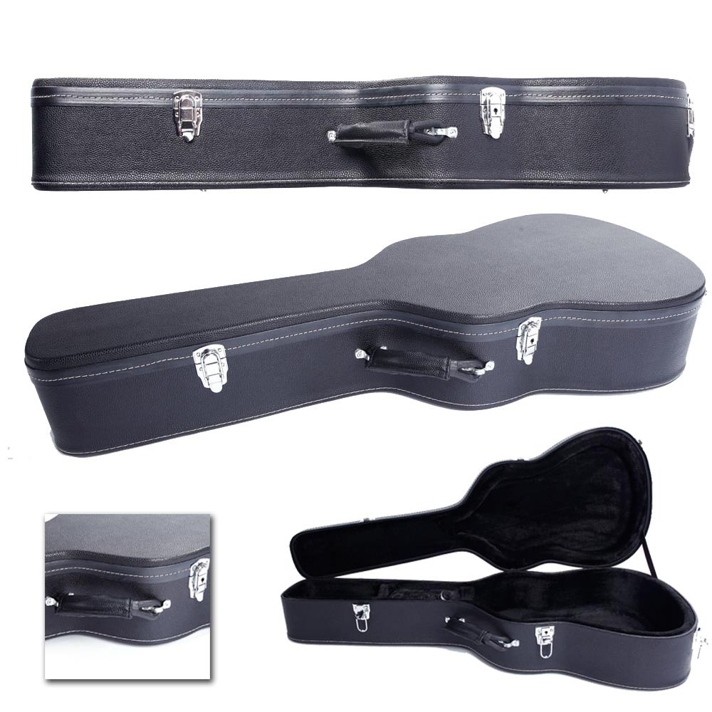 39" Acoustic Classical Guitar Hard Case Box Microgroove Flat Black High