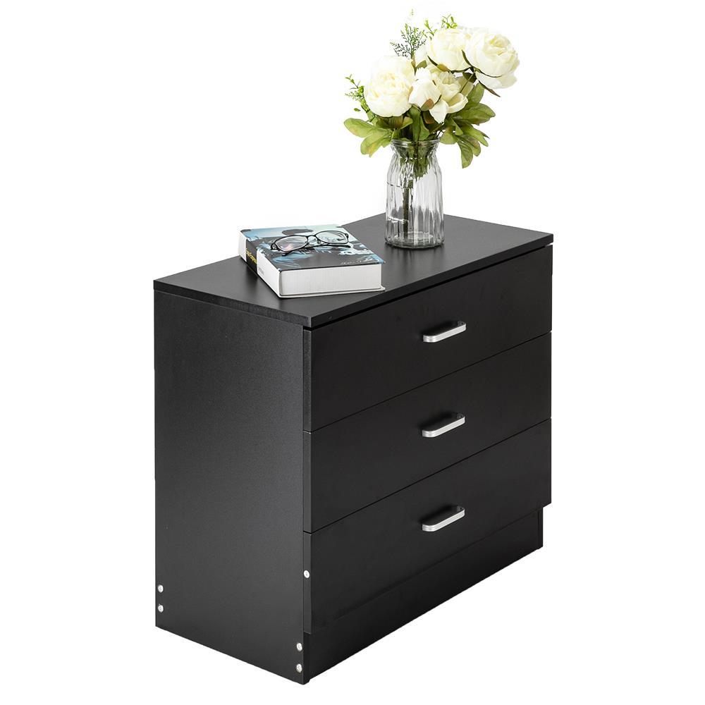 Wooden Dressers Chest of Drawers 3 Drawer Black Finish Bedroom Storage  Furniture | eBay