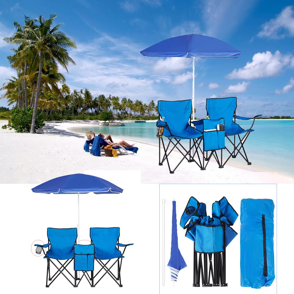 double camping chair with table