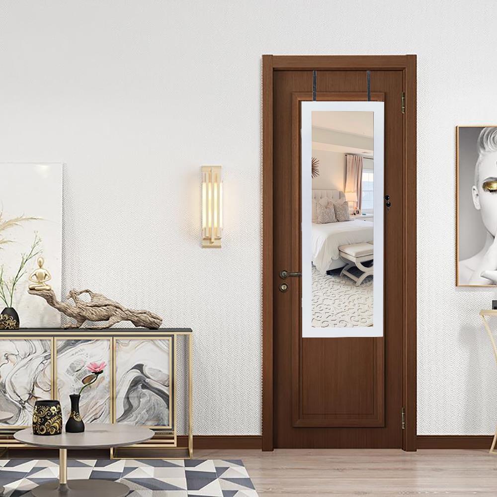 Wall Door Mounted Mirror Jewelry Cabinet Lockable Armoire
