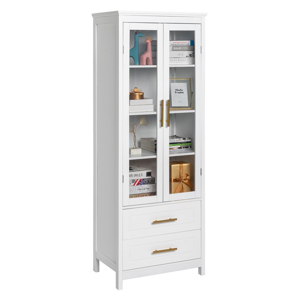 White Wooden Pantry Cabinet Kitchen Storage Organizer Tall