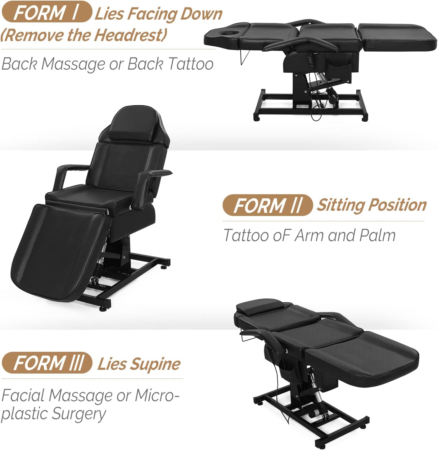 Fully Electric Salon Facial Bed Multi-Purpose Massage Tattoo Chair