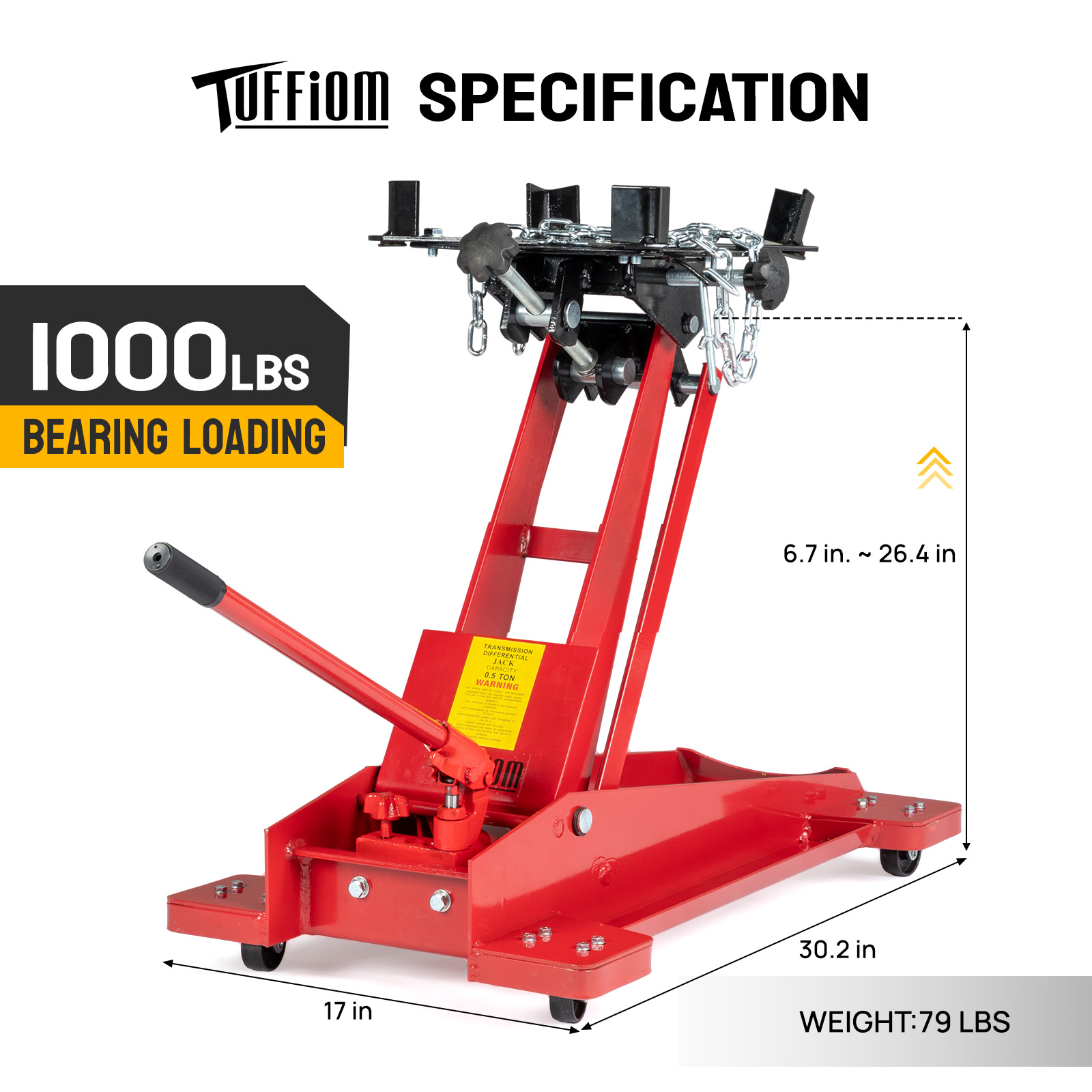 1/2Ton / 1100lbs Floor Low Profile Transmission Jack Lift 1100 Lbs