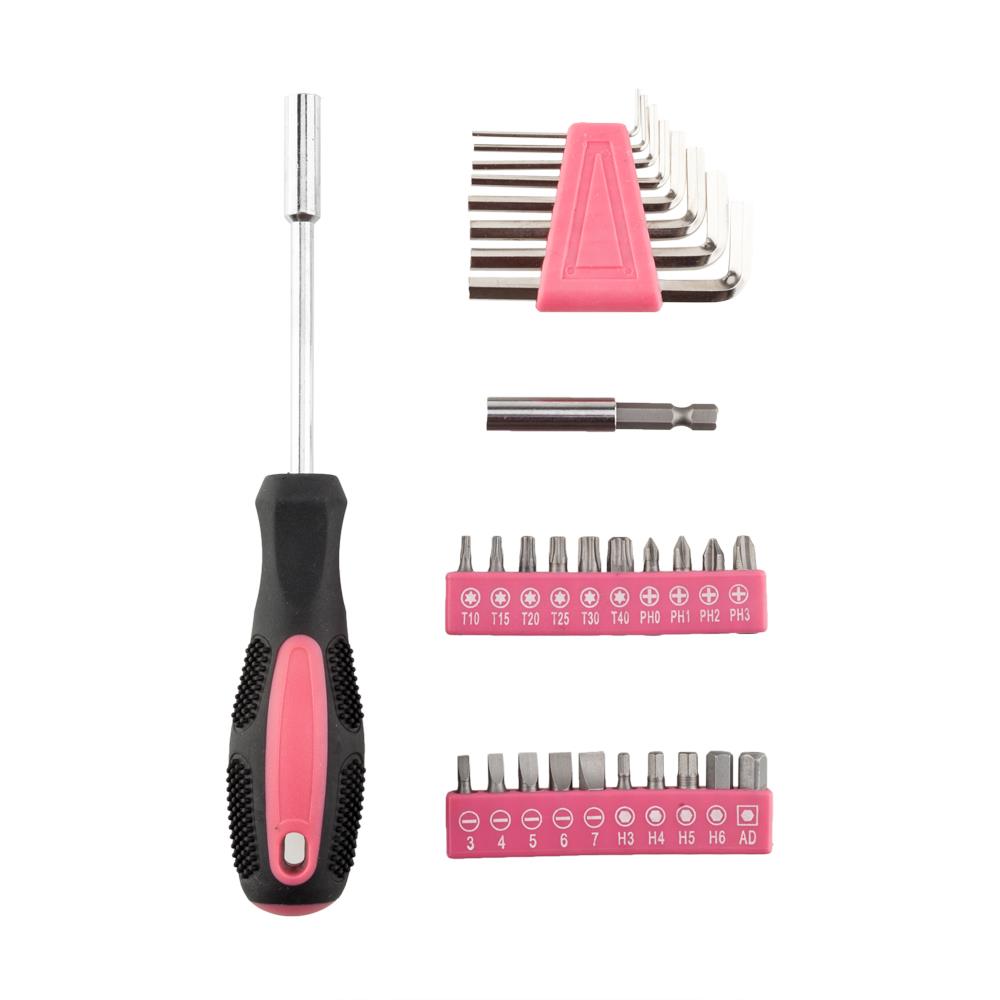 NEW 39pcs Pink Tool Set Household Tools Kit Box Mechanics Women Ladies