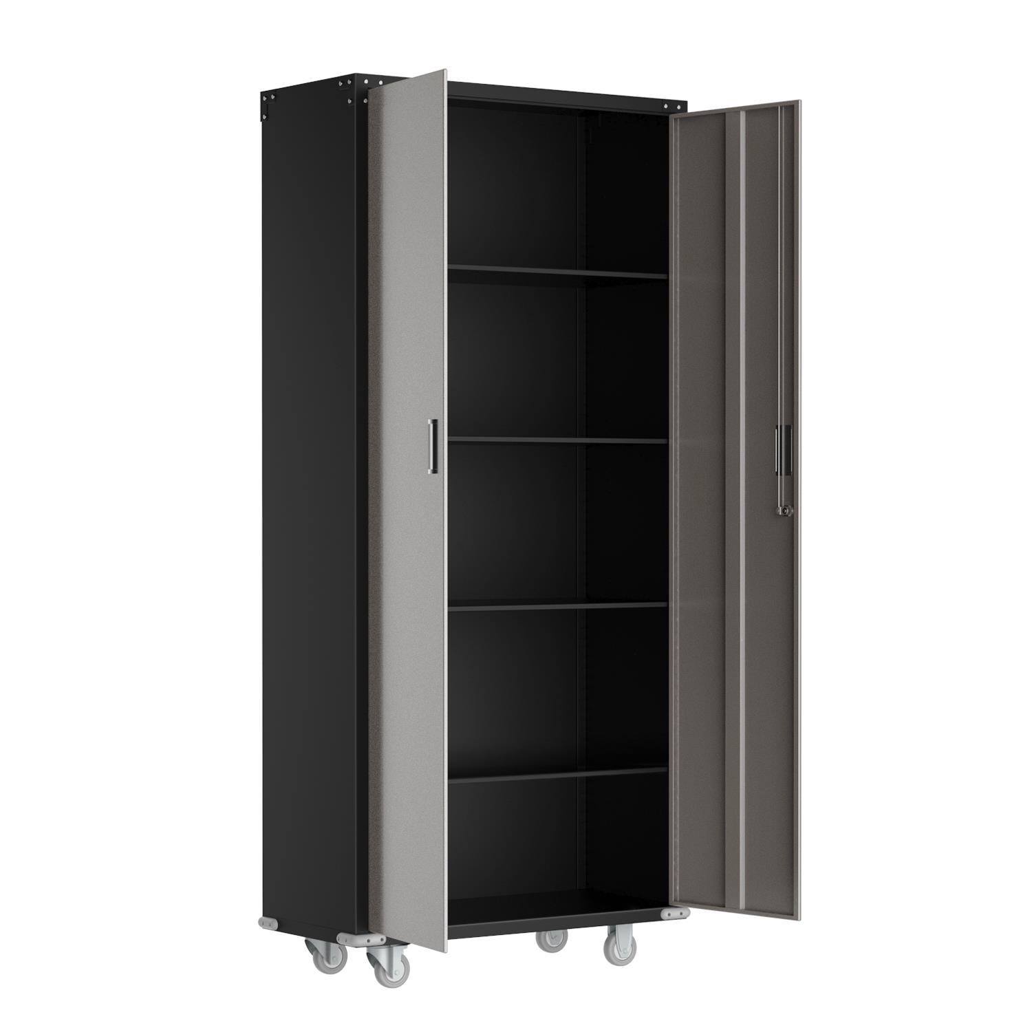 Black Garage Metal Rolling Tall Storage Shelving Stainless