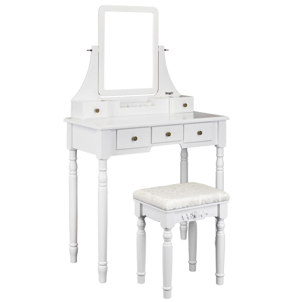 Vanity Makeup Table Dresser Desk Set Desk w// Mirrors /& Stool /& Drawer Black USA