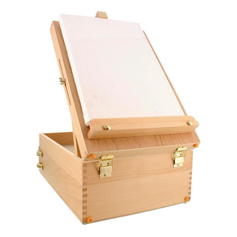 Portable Artist Wood Tabletop Drawer Easel Case Floor Display