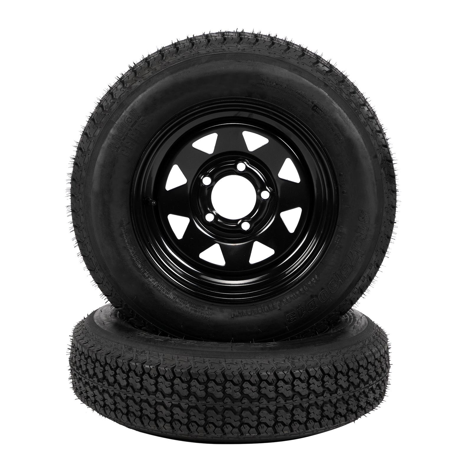 2-Pk Trailer Tires On Rim ST175/80D13 175/80 D 13 LRC 5 Lug Black