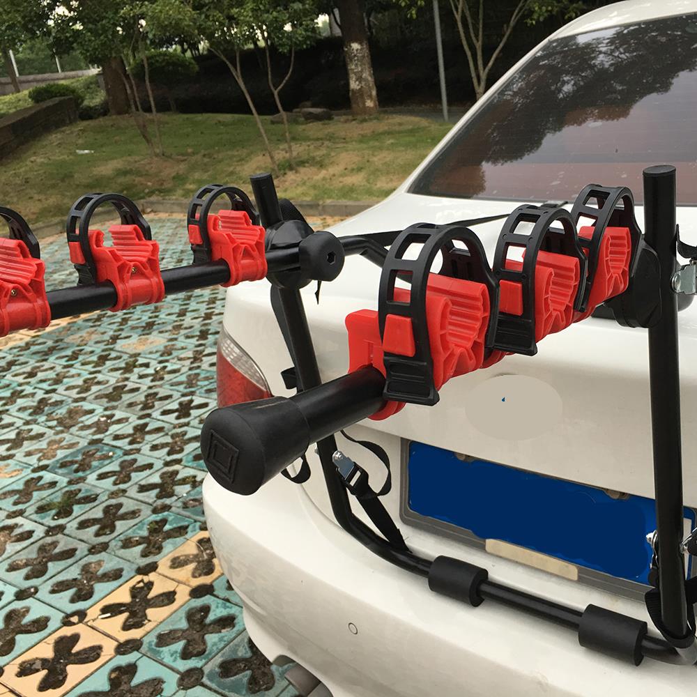 Trunk-Mount 3-Bike Carrier Hatchback SUV Car Bicycle Rack 60kg Transport Steel