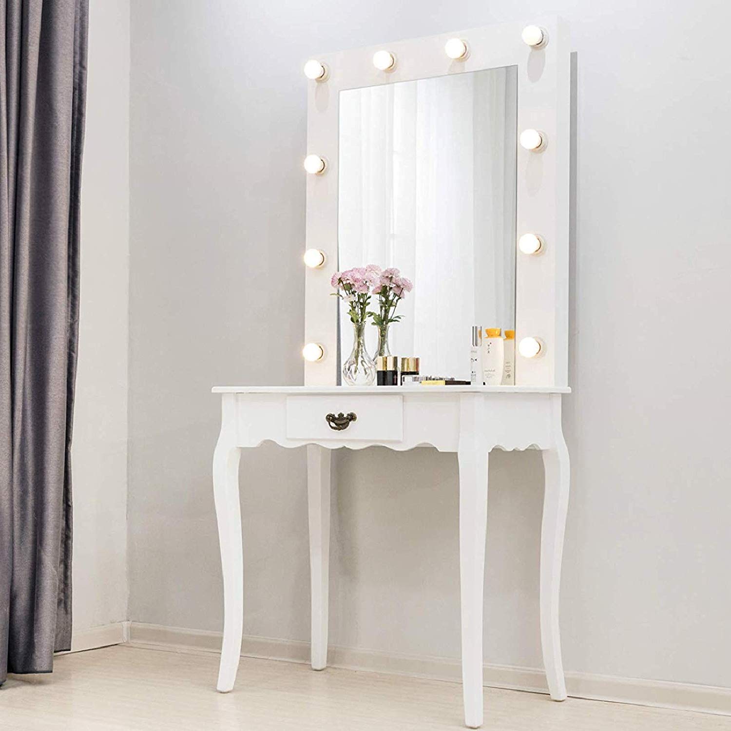 makeup table with mirror