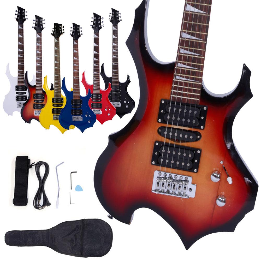New 6 Colors Flame Type Beginner Electric Guitar +Bag Case +Cable