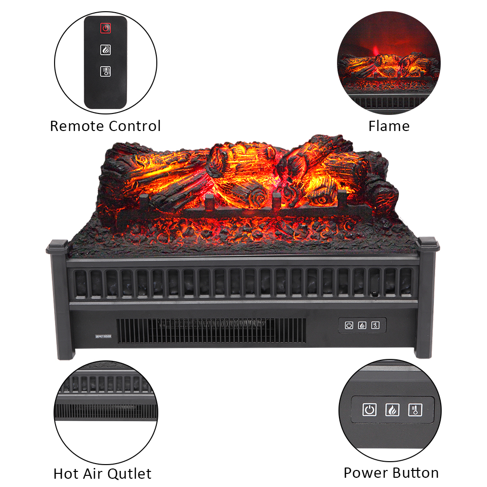 Calentador Eléctrico 1400W 23" registros de chimenea realista de madera