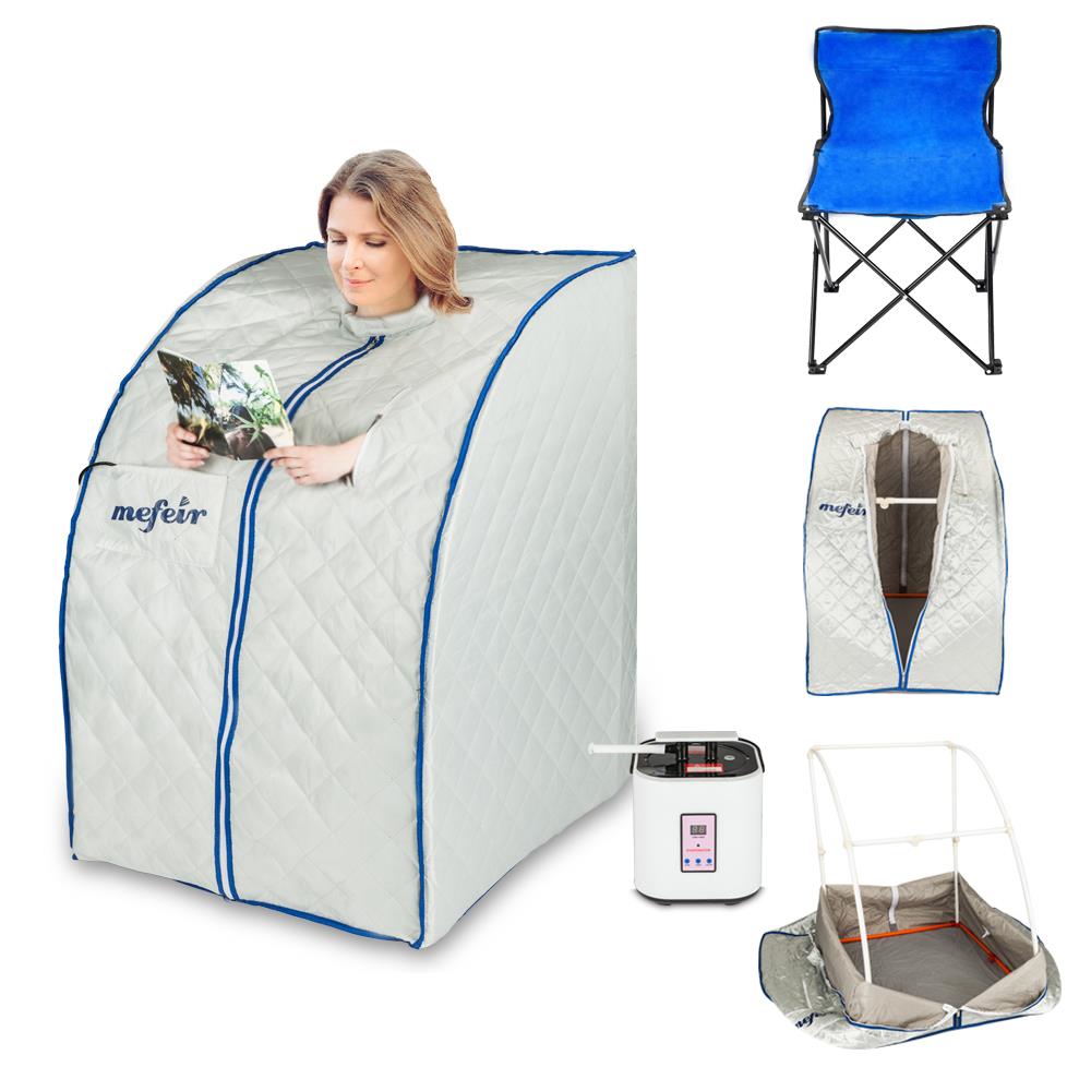 Portable 2l Home Steam Sauna Spa Full Body Loss Weight Detox Therapy Silver Saunas