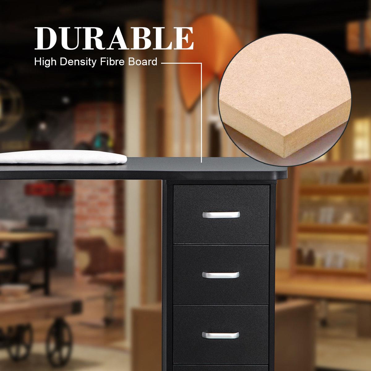 Wooden Rolling Manicure Nail Table Mobile Work Station w/ Cushion 4