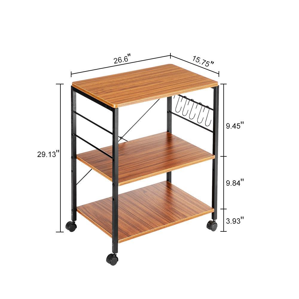 Bakers Rack Microwave Stand Rolling Storage Kitchen Carts With Wheels Hooks Ebay