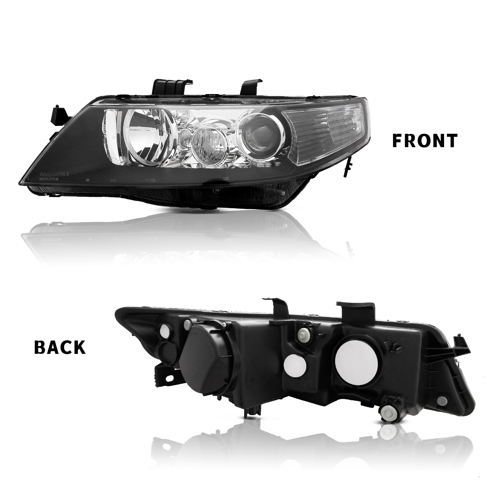 Headlights Projector Headlamps Factory Style Black Pair for 2004