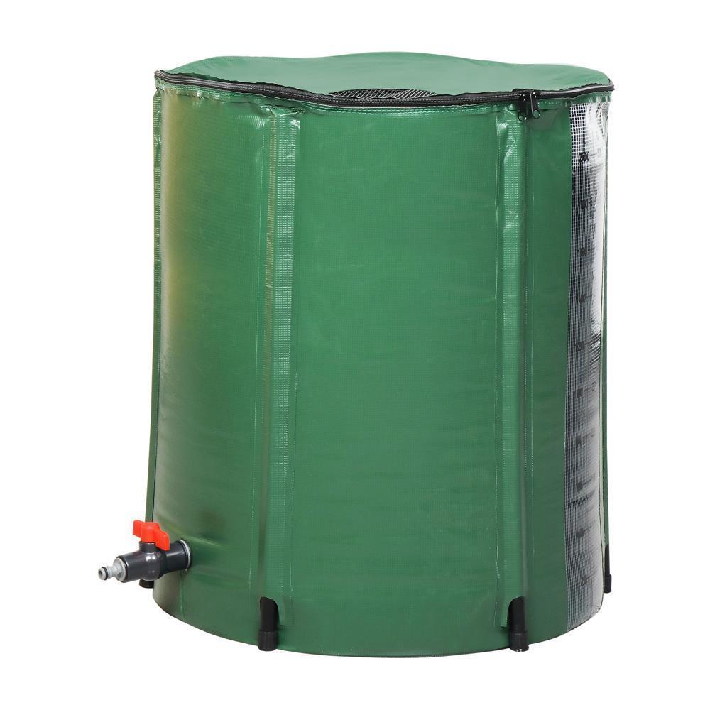 100 Gallon Rain Water Collection Barrel - Collapsible Water Storage Tank With Spigots, Filter Mesh