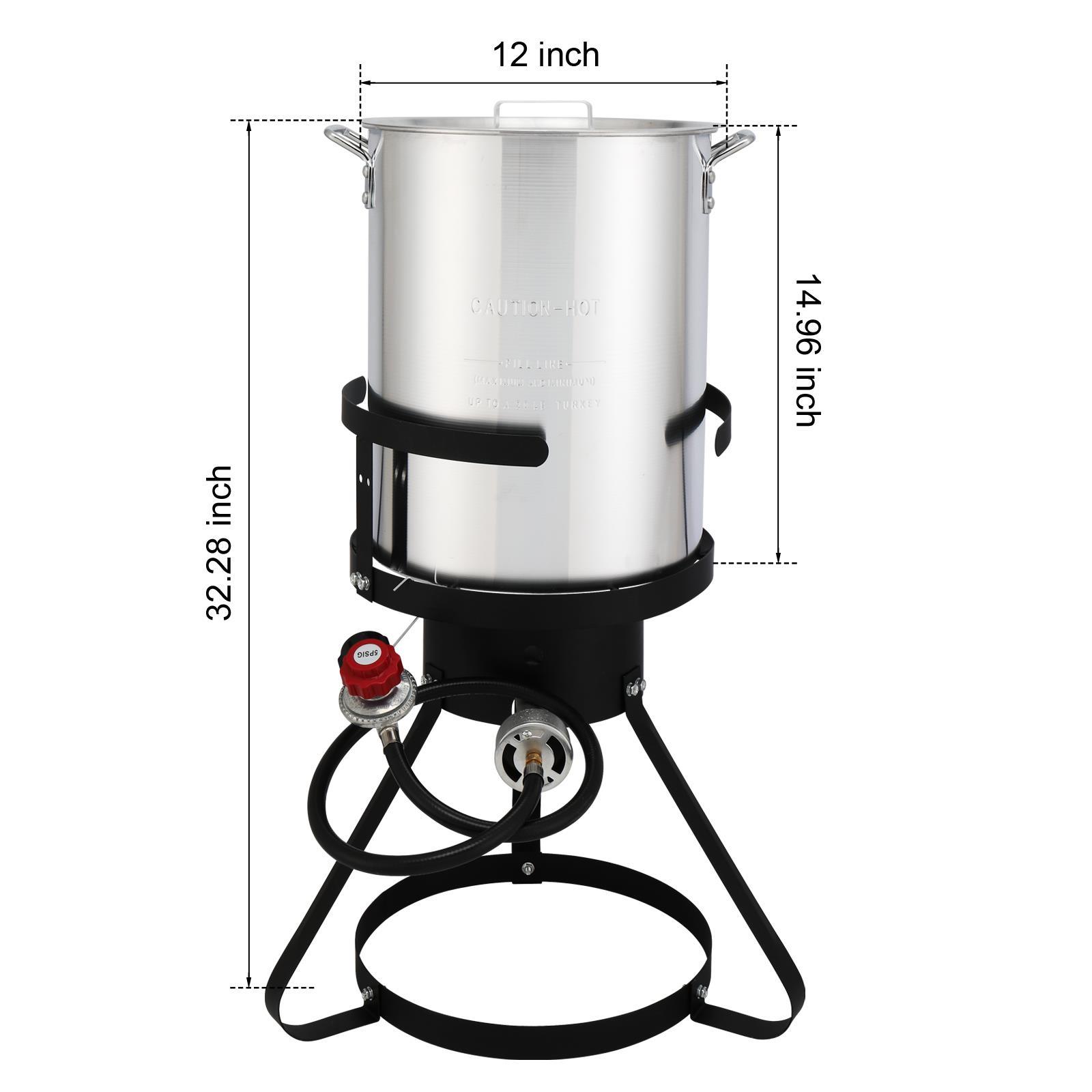 Hike Crew 10-Piece Outdoor Turkey Fryer Kit W/30Qt Boiler Pot, 10qt Turkey Fryer Pot, Stand & More